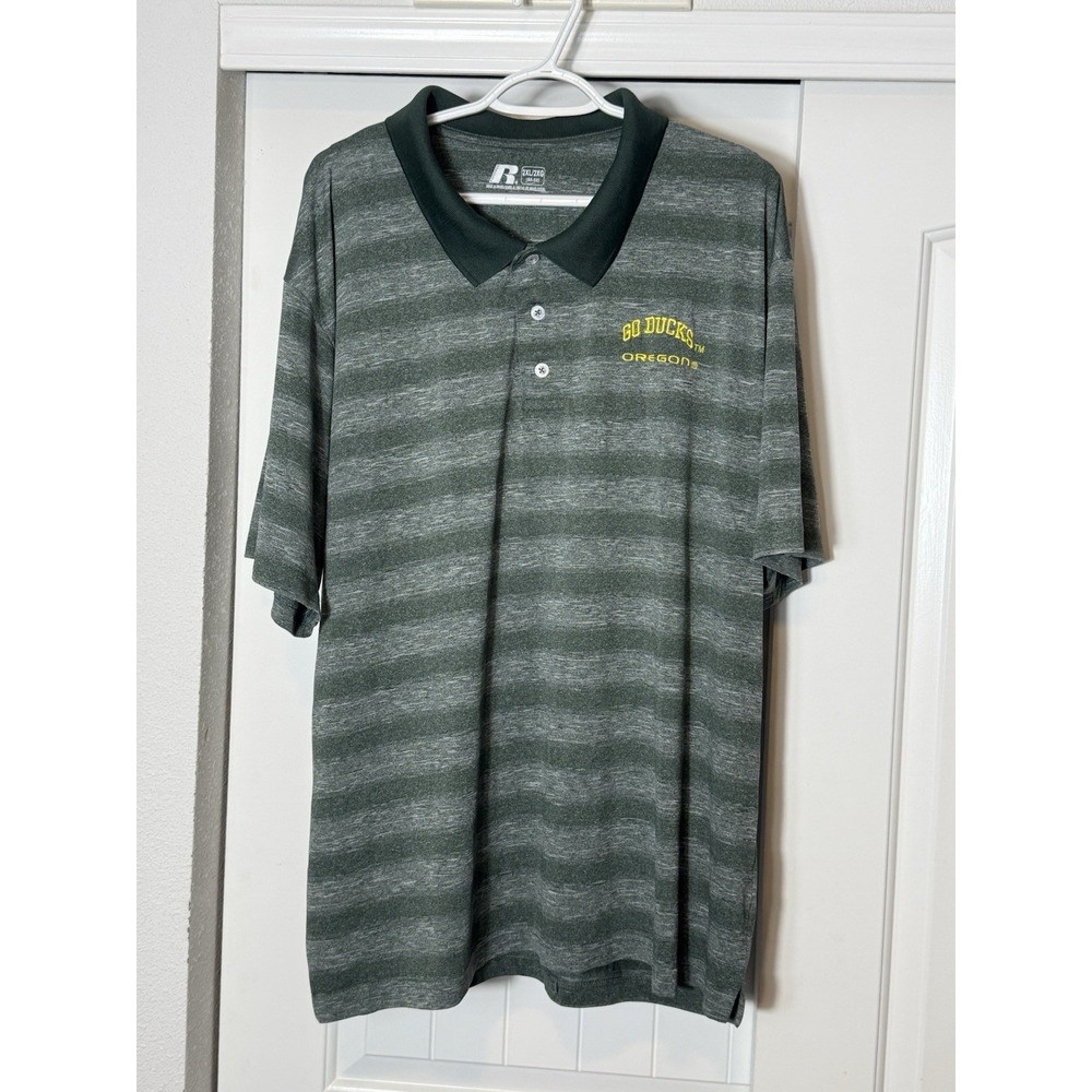 Russell Oregon Ducks Golf Polo 2XL Great Condition. Striped XXL Casual 50-52